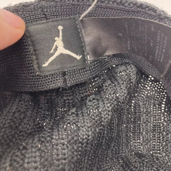 Vintage AIR JORDAN Jumpman Knit Woven Flex Fit Hat Cap Black Size M/L - Picture 7 of 8